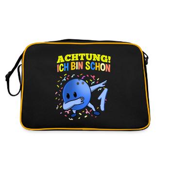 Achtung Ich Bin Schon 1 Geburtstag Bowlingkugel - Retro Tasche - Schwarz/Gold - Hinten