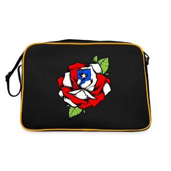 Porto Rico Fleur Rose Drapeau Portoricain - Sac Retro - noir/or - Dos