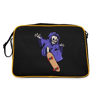 Skeleton rides skateboard skater Halloween - Retro Bag - black/gold - Back