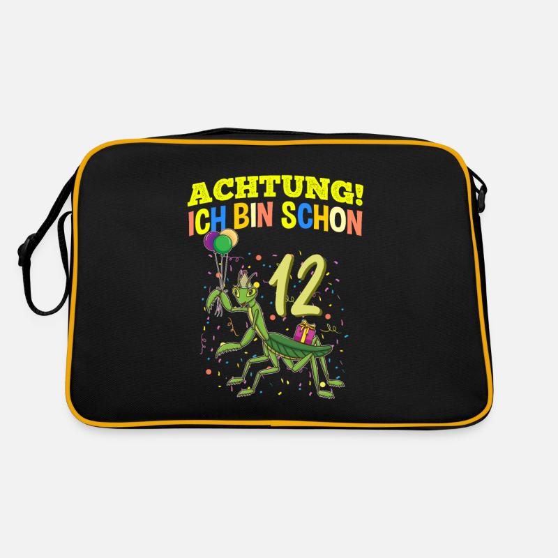 Achtung Ich Bin Schon 12 Gottesanbeterin Retro Tasche