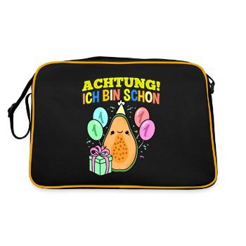Achtung Ich Bin Schon 1 Geburtstag Papaya - Retro Tasche - Schwarz/Gold - Hinten