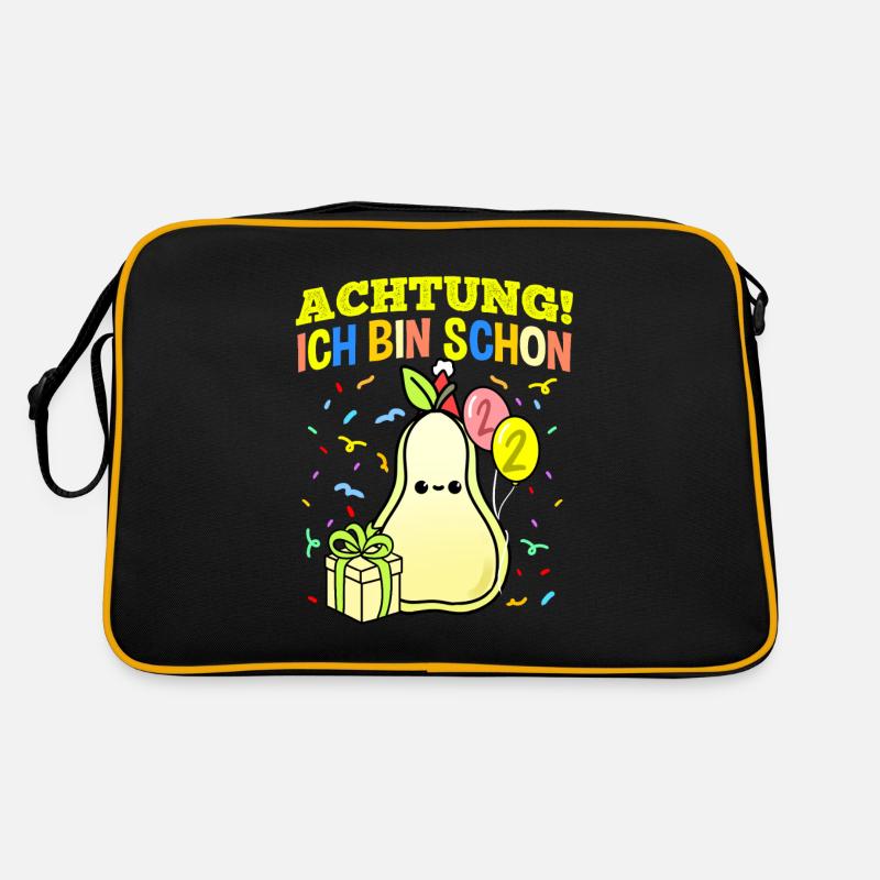 Achtung Ich Bin Schon 2 Geburtstag Birne Retro Tasche