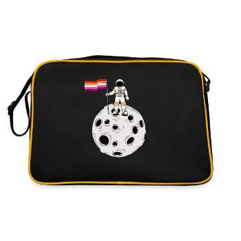 Astronaute lesbienne sur la lune Drapeau lesbien - Sac Retro - noir/or - Dos
