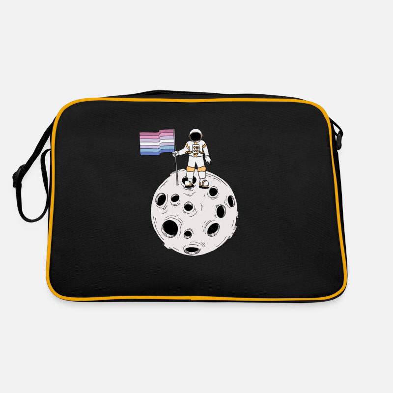 Bigender-Astronaut auf dem Mond Bigender-Flagge Retro Tasche