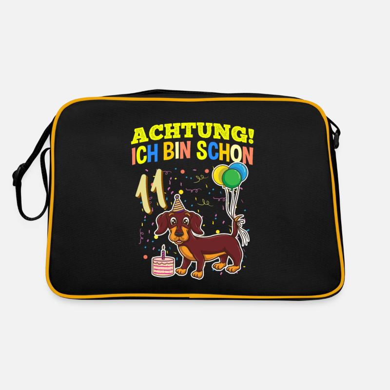 Achtung Ich Bin Schon 11 Tier Geburtstag Dackel Retro Tasche