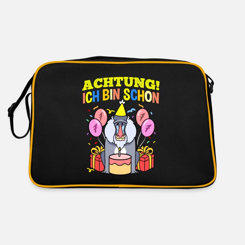 Achtung Ich Bin Schon 7 Geburtstag Pavian Retro Tasche