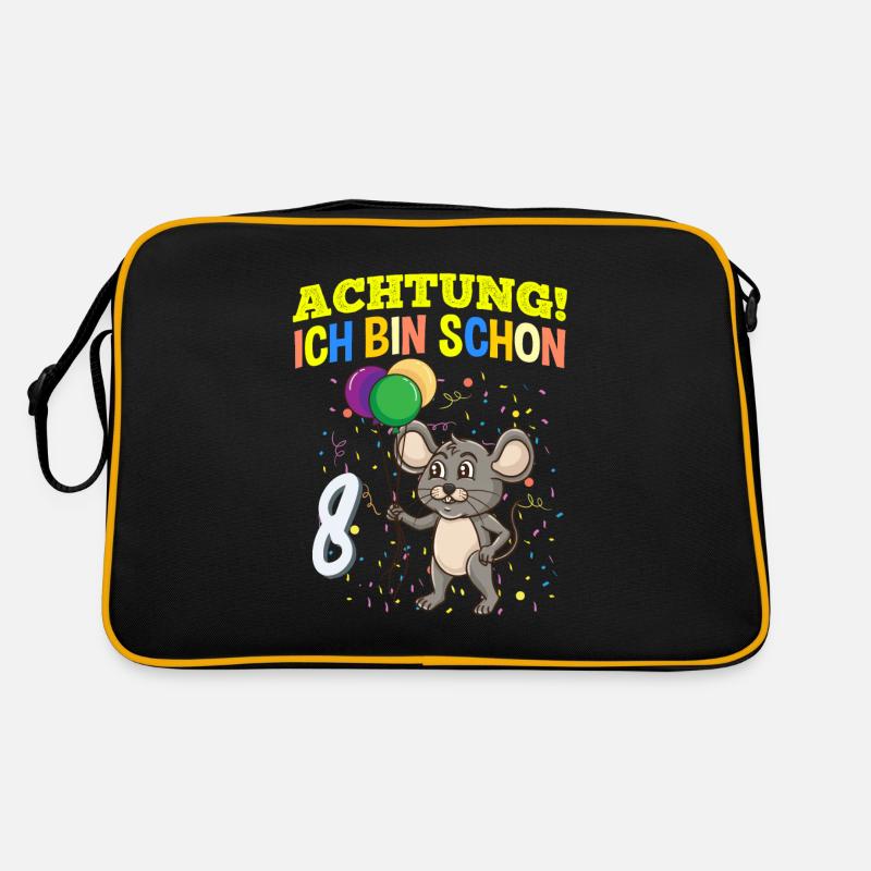Achtung Ich Bin Schon 8 Tier Geburtstag Maus Retro Tasche