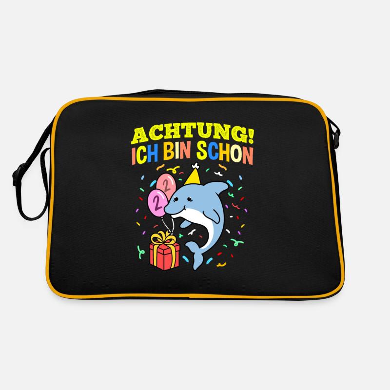 Achtung Ich Bin Schon 2 Tier Geburtstag Delfin Retro Tasche