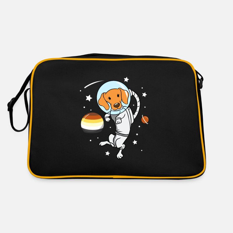 Hund Astronaut Gay Bear Pride - Retro Tasche - Schwarz/Gold