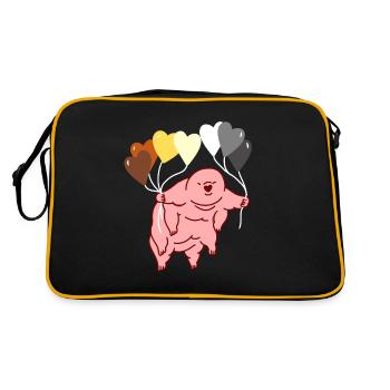 Bärtierchen Herzballon Gay Bear - Retro Tasche - Schwarz/Gold - Hinten