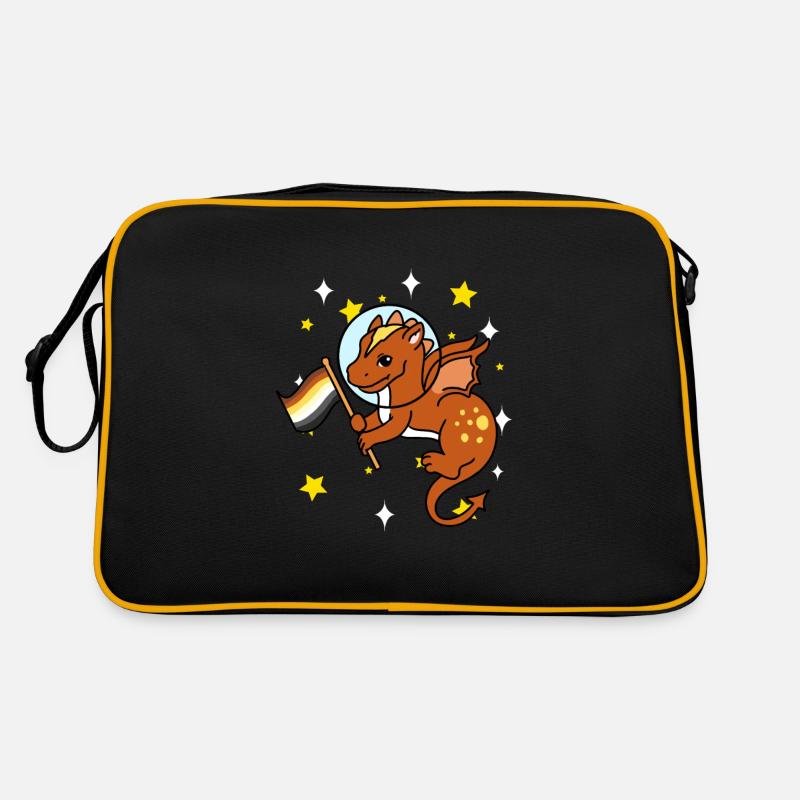 Drache im Weltraum Gay Bear Pride Retro Tasche