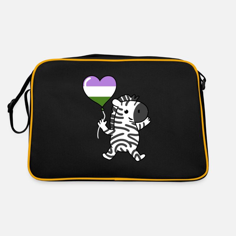 Zebra Herzballon Genderqueer Pride Retro Tasche