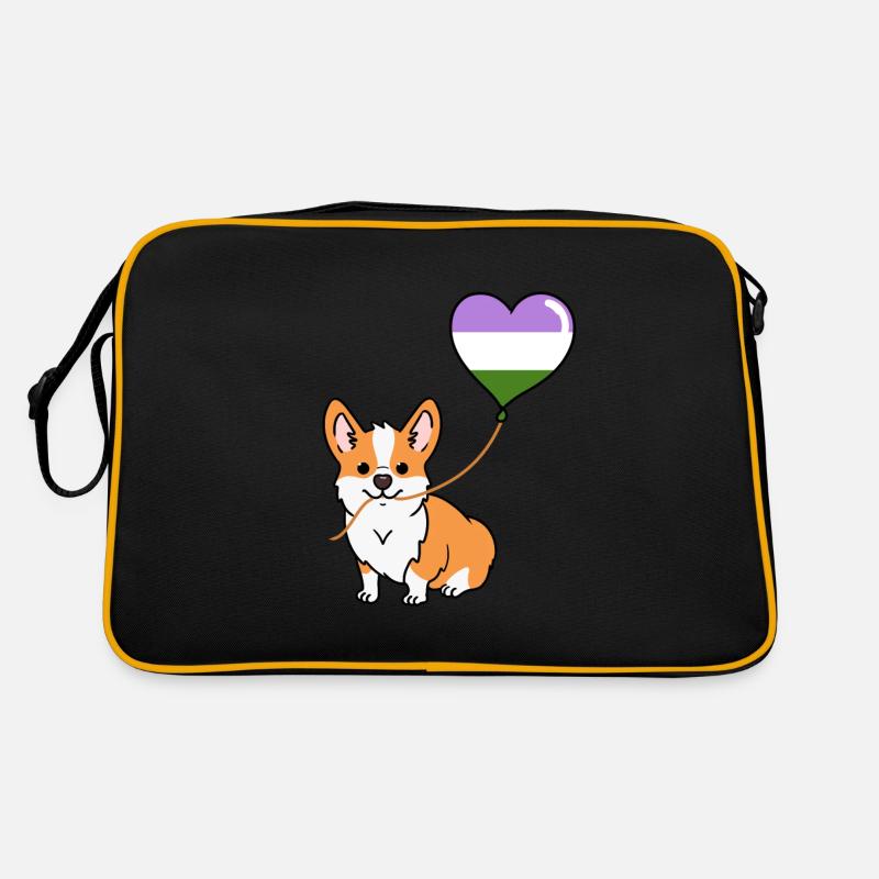 Corgi mit Genderqueer Ballon Retro Tasche