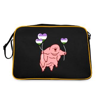 Bärtierchen Ballon Genderqueer Pride - Retro Tasche - Schwarz/Gold - Hinten