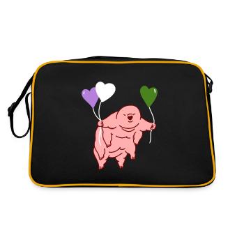 Bärtierchen Herzballon Genderqueer Pride - Retro Tasche - Schwarz/Gold - Hinten