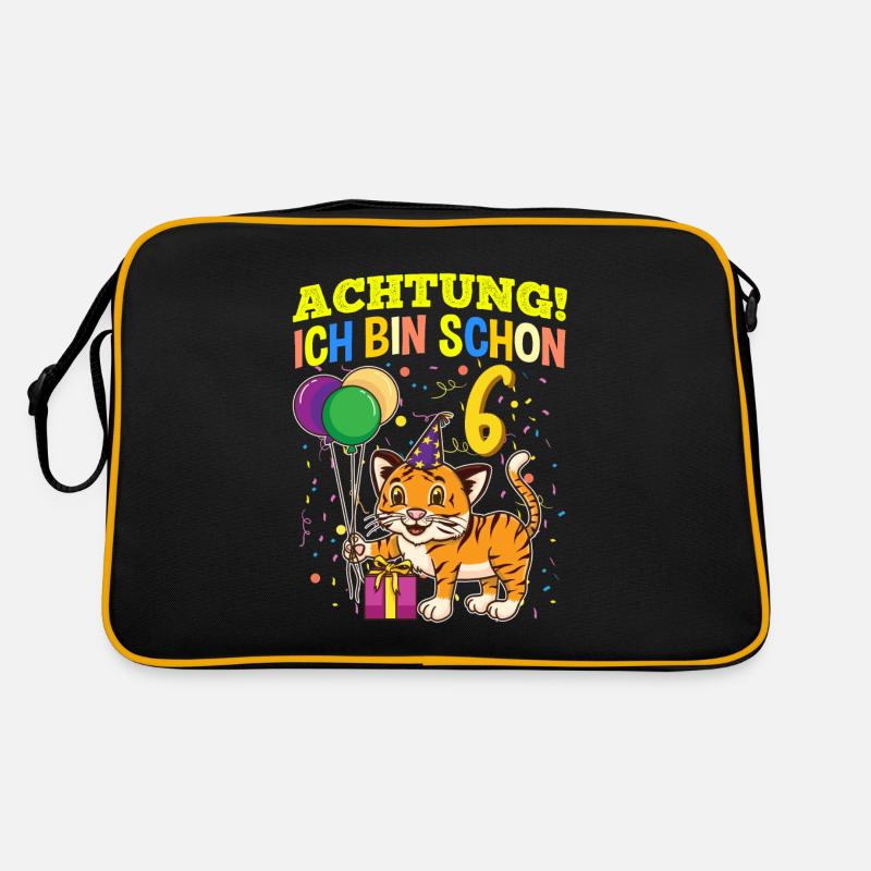 Achtung Ich Bin Schon 6 Tier Geburtstag Tiger Retro Tasche