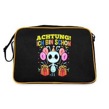 Achtung Ich Bin Schon 1 Geburtstag Fehler - Retro Tasche - Schwarz/Gold - Hinten