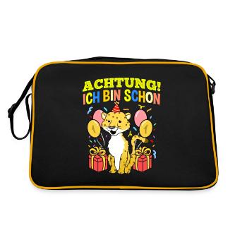 Achtung Ich Bin Schon 1 Geburtstag Leopard - Retro Tasche - Schwarz/Gold - Hinten