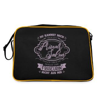 Du kannst die Friseurin nicht aus mir holen - Retro Tasche - Schwarz/Gold - Hinten