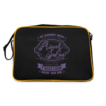 Du kannst die Friseurin nicht aus mir holen - Retro Tasche - Schwarz/Gold - Hinten