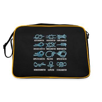 Seemannsknoten zum Segeln und Motorboot fahren - Retro Tasche - Schwarz/Gold - Hinten