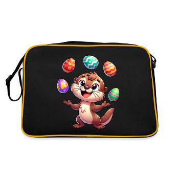 Loutre de Pâques jonglant avec les œufs de Pâques, - Sac Retro - noir/or - Dos