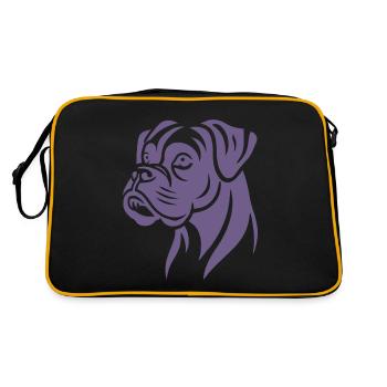 Chien Boxer Tête Silhouette Minimaliste - Sac Retro - noir/or - Dos