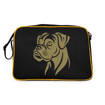 Chien Boxer Tête Silhouette Minimaliste - Sac Retro - noir/or - Dos