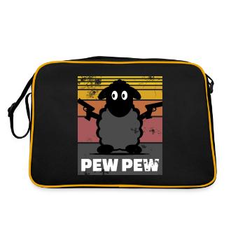 Sheep - Pew Pew Crazy Design Gift - Retro Bag - black/gold - Back