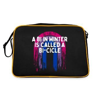 Bi in Winter Is a Bi-cicle Bisexual Pun Bi Pride - Retro Bag - black/gold - Back