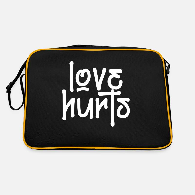 love hurts liebe Schrift lustiger Spruch Retro Tasche