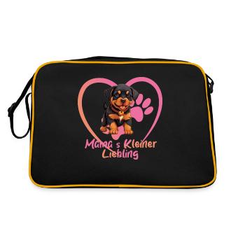 Hund Welpe Mamas kleiner Liebling Rottweiler - Retro Tasche - Schwarz/Gold - Hinten