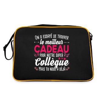 Collègue Retraite Femme T-shirt Mug Cadeau - Sac Retro - noir/or - Dos