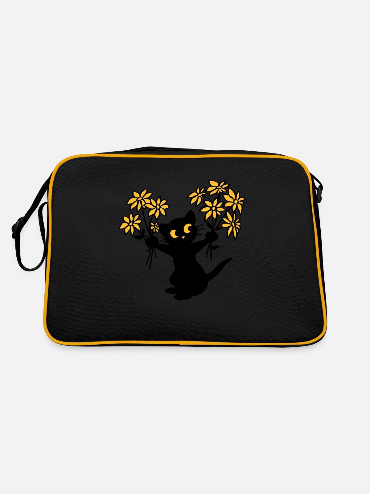Le chat aux fleurs - Sac Retro - noir/or - Dos