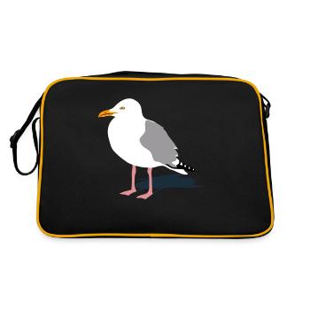 möwe seagull gull hafen segeln sailing hamburg - Retro Tasche - Schwarz/Gold - Hinten
