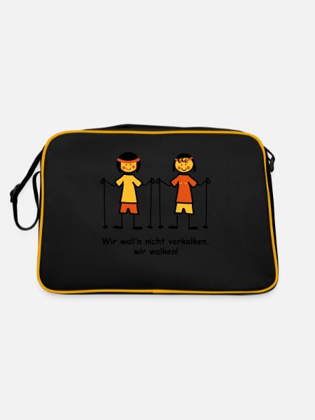 Walking II - Retro Tasche - Schwarz/Gold