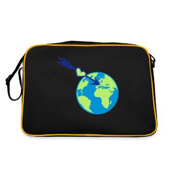 earth europe planet world love ecological nature kl - Retro Bag - black/gold - Back