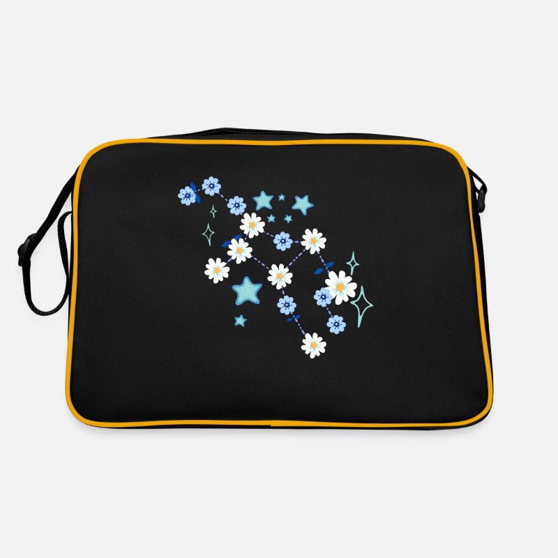 Blumen Sternbild blau - Retro Tasche - Schwarz/Gold