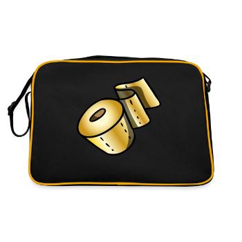 Goldene Klopapierrolle Glücksbringer Corona Scherz - Retro Tasche - Schwarz/Gold - Hinten