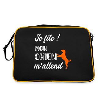 Je file, mon chien m'attend ! - Sac Retro - noir/or - Dos