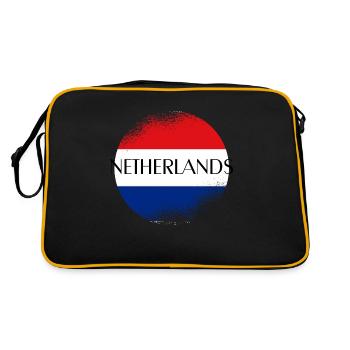 Netherlands ,Holland Fußball, Niederland - Retro Tasche - Schwarz/Gold - Hinten