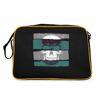 Skull green paper strip dark - Retro Bag - black/gold - Back