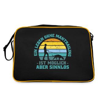 Mantrailer Mantrailing Fährtenhund Hundesport - Retro Tasche - Schwarz/Gold - Hinten