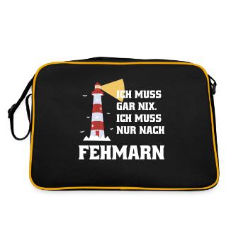 ICH MUSS GAR NIX ICH MUSS NUR NACH FEHMARN - Retro Tasche - Schwarz/Gold - Hinten