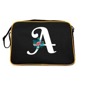 Buchstabe A blumig - Retro Tasche - Schwarz/Gold - Hinten