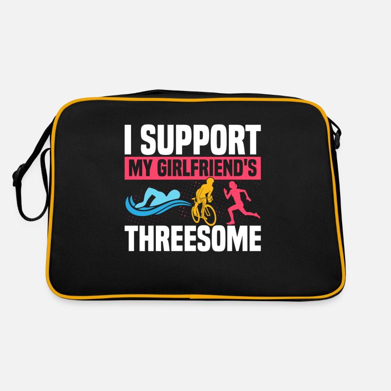 I Support My Girlfriend's Threesome Tri Swim Cycl - Retro Tasche - Schwarz/Gold