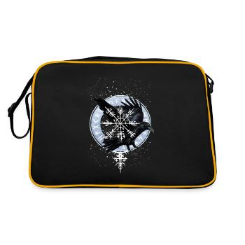 Runen nordisch mysthisch Rabe Symbol - Retro Tasche - Schwarz/Gold - Hinten