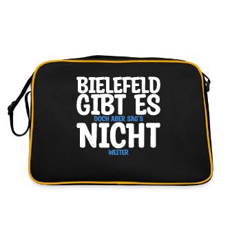 Bielefeld gibt es nicht Geschenk - Retro Tasche - Schwarz/Gold - Hinten