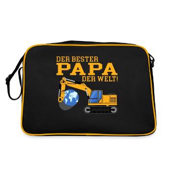 Bagger der beste Papa der Welt - Retro Tasche - Schwarz/Gold - Hinten