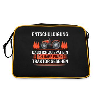 Ich habe einen Traktor gesehen - Retro Tasche - Schwarz/Gold - Hinten